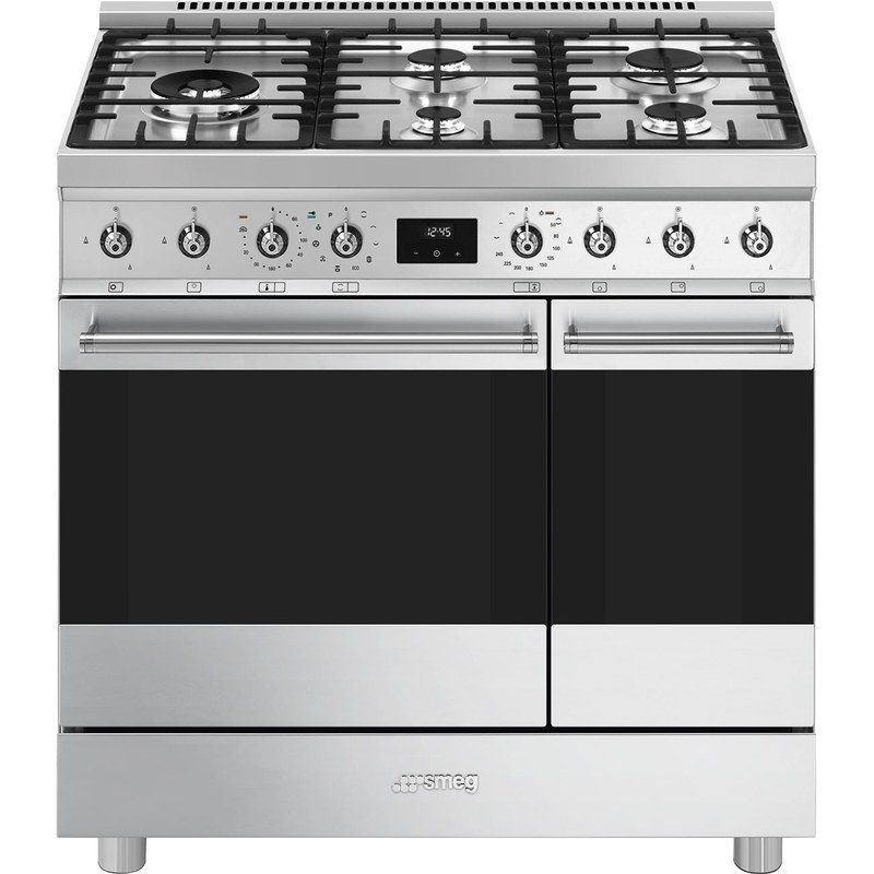 smeg c92gpx2 piano de cuisson 90 cm gaz 2 fours pyrolyse inox