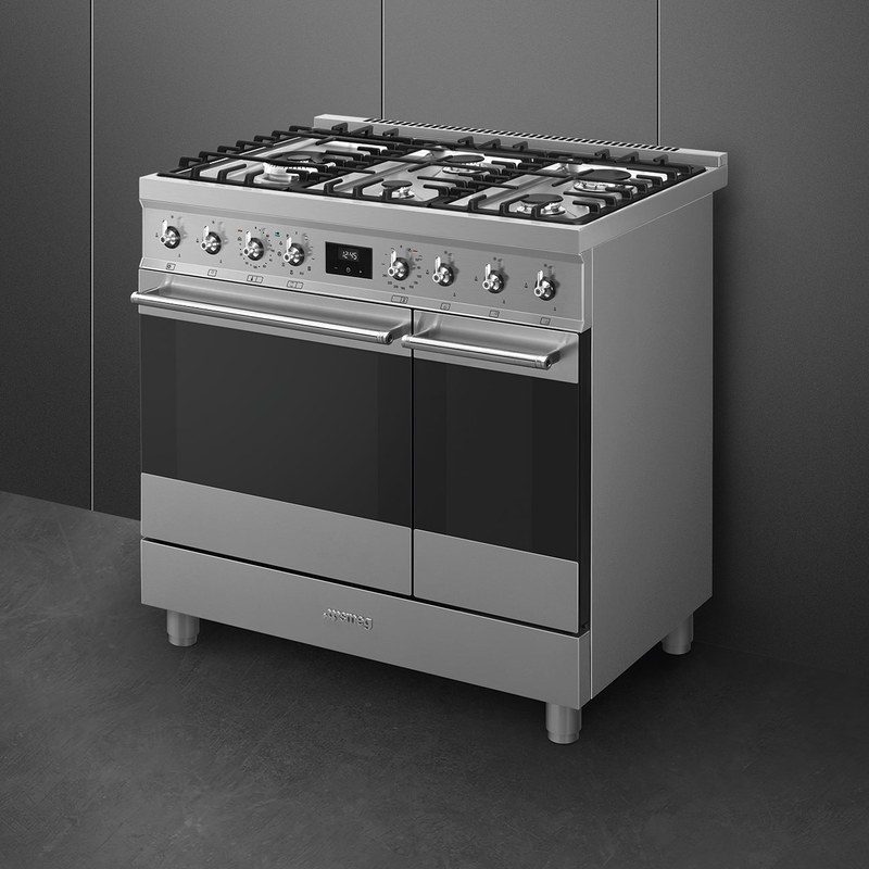 smeg c92gpx2 piano de cuisson 90 cm gaz 2 fours pyrolyse inox