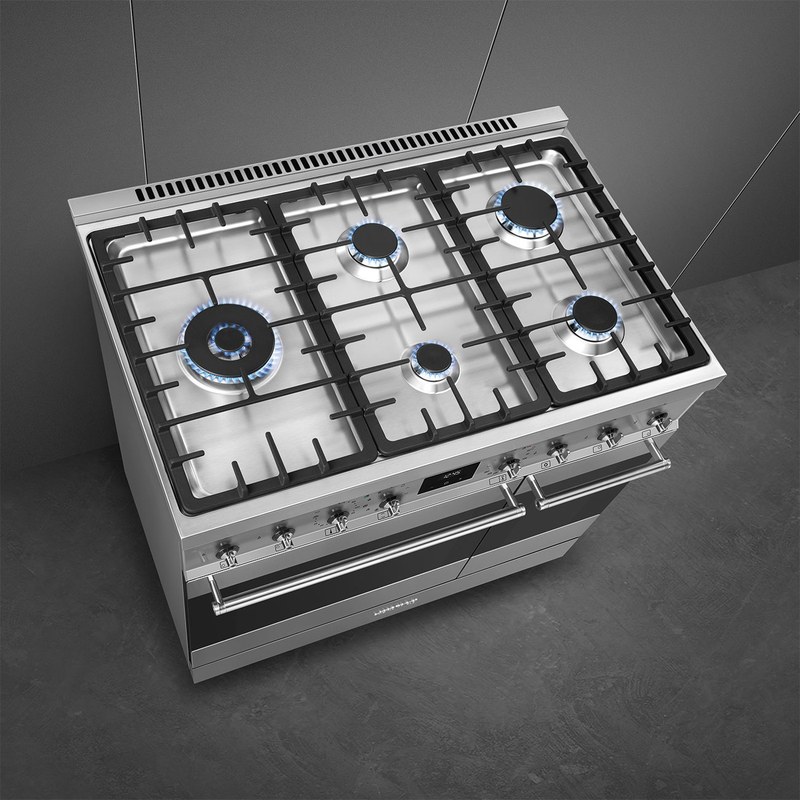 smeg c92gpx2 piano de cuisson 90 cm gaz 2 fours pyrolyse inox