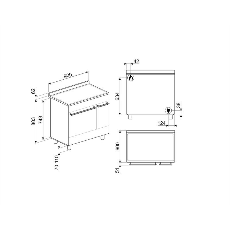 smeg c92gpx2 piano de cuisson 90 cm gaz 2 fours pyrolyse inox