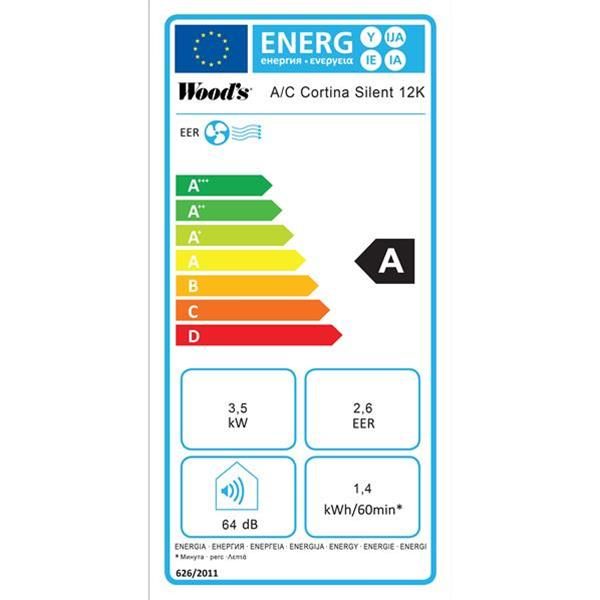 wood’s wac12g climatiseur mobile cortina silent 12k 3520w 12000 btu