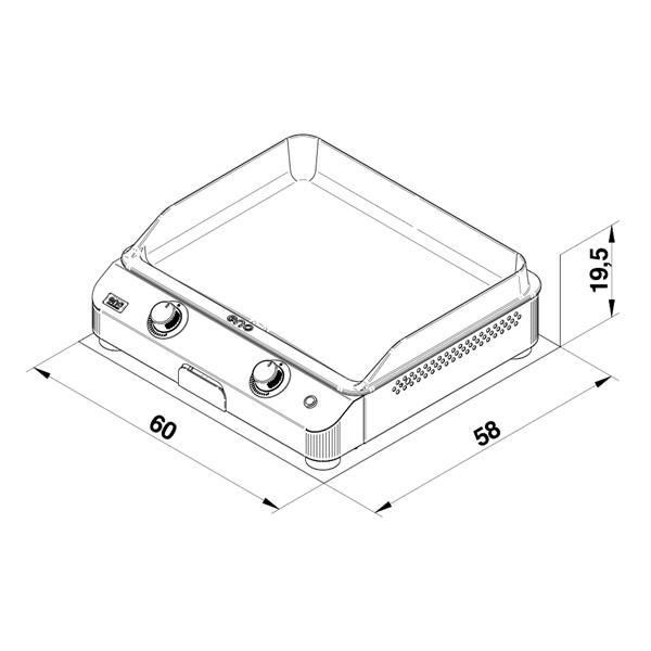 eno plancha fusion 60 gris cargo gaz 5 kw 2 brûleurs fonte émaillée