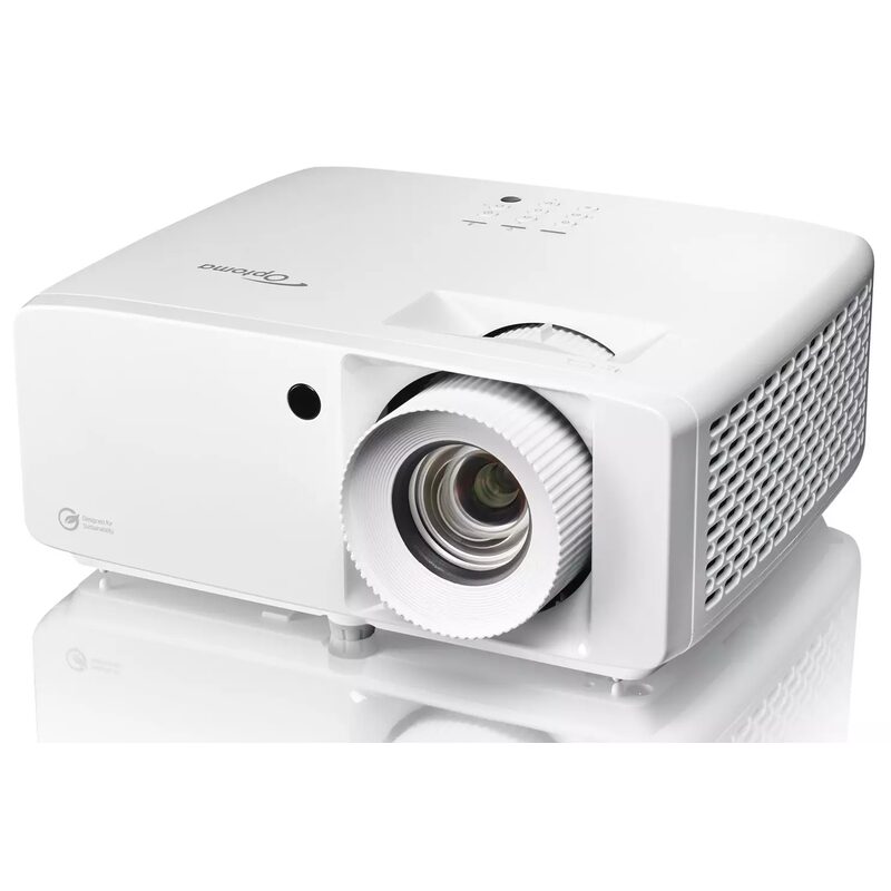 Vidéoprojecteur blanc Optoma sur fond blanc