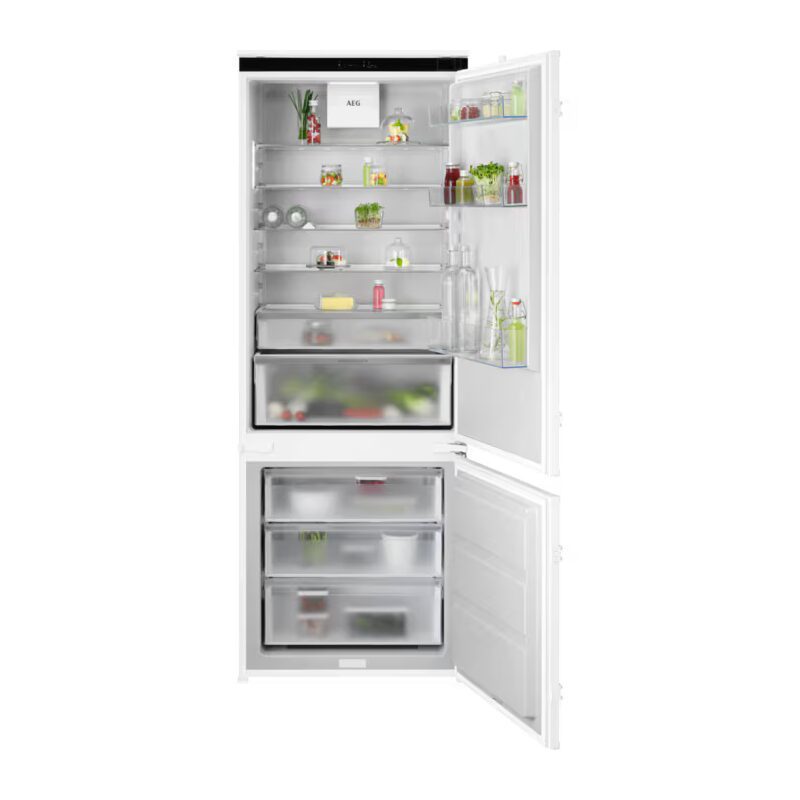 aeg nsc8t751ds réfrigérateur congélateur encastrable maxispace no frost 375 l