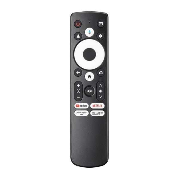 Télécommande noire avec boutons Netflix et YouTube