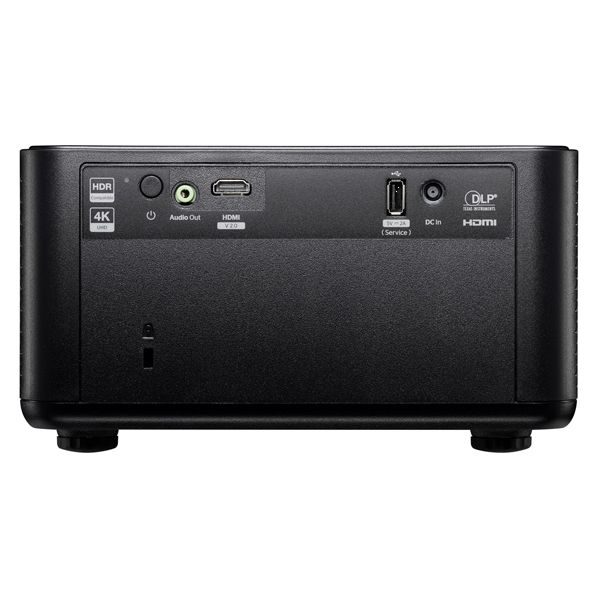 Panneau arrière d’un vidéoprojecteur 4K HDR noir