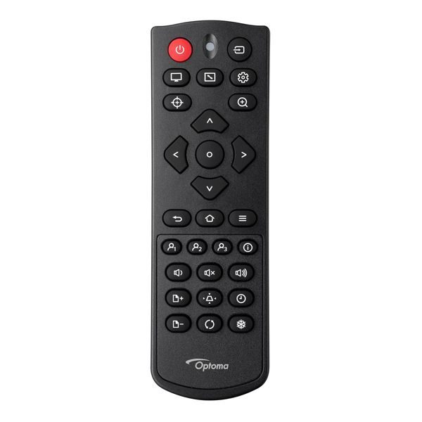 Télécommande noire Optoma avec boutons multifonctions