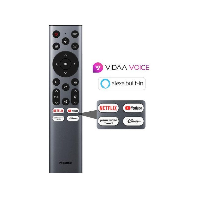 Télécommande Hisense avec boutons Netflix et Alexa intégrée