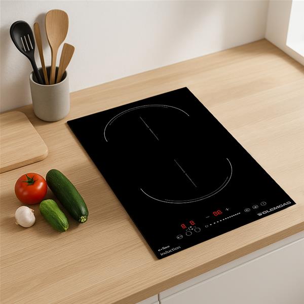 glem gti321bs table induction domino 29 cm 2 foyers bridge 3500 w