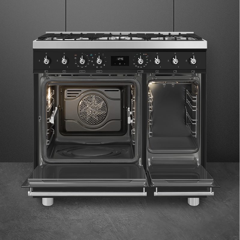 smeg c92gpmb2 piano de cuisson classica 90 cm noir mat pyrolyse