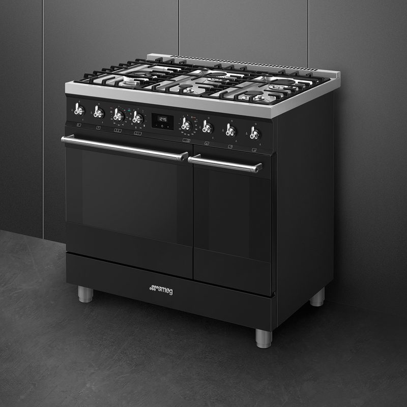 smeg c92gpmb2 piano de cuisson classica 90 cm noir mat pyrolyse