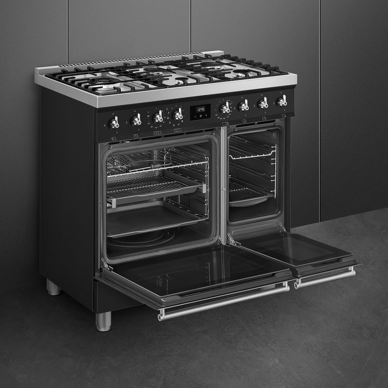 smeg c92gpmb2 piano de cuisson classica 90 cm noir mat pyrolyse