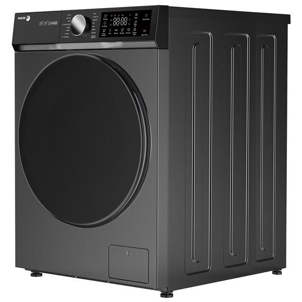 Lave-linge frontal noir moderne avec écran digital