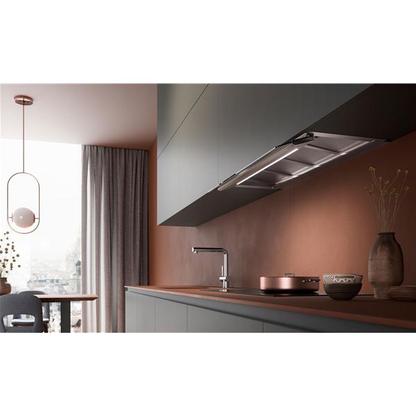 Cuisine moderne minimaliste aux tons cuivre et gris