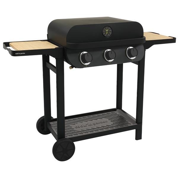 cook’in garden am083t flavo 60 barbecue gaz 3 brûleurs plancha fonte