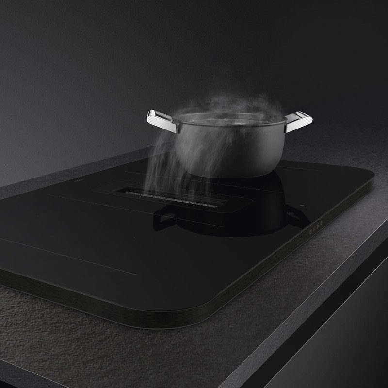 smeg hhsl7844mb table de cuisson induction avec hotte intégrée 83 cm puissance et design noir