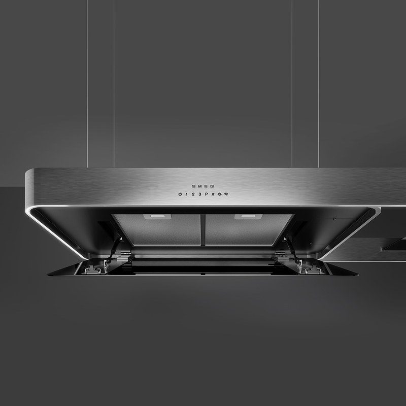 smeg ksls18x hotte décorative îlot central 180 cm aspiration périmétrale