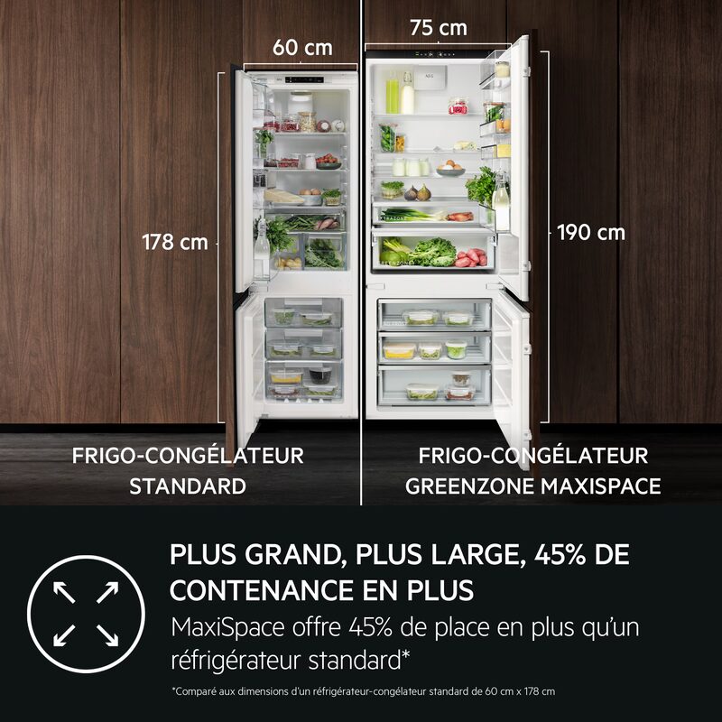 aeg nsc8t751ds réfrigérateur congélateur encastrable maxispace no frost 375 l