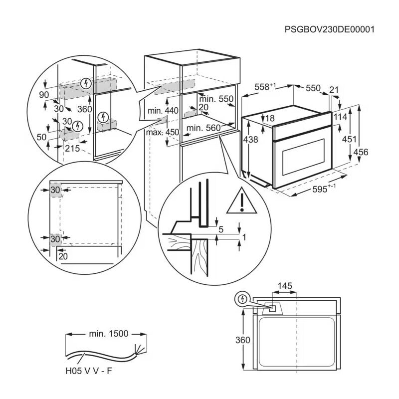 aeg nkk9n821t four compact combiné micro ondes 45 cm série 9000 proassist