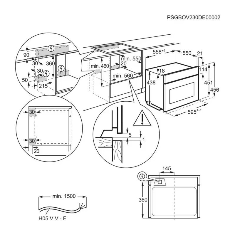 aeg nkk9n821t four compact combiné micro ondes 45 cm série 9000 proassist