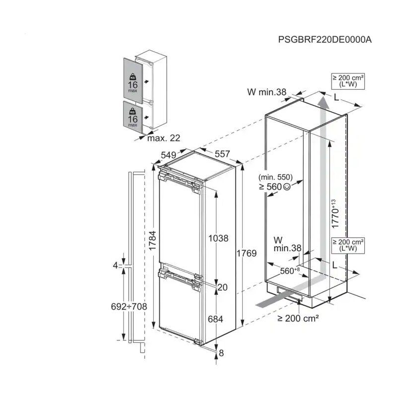 aeg tc7cs181df réfrigérateur congélateur encastrable no frost 245l