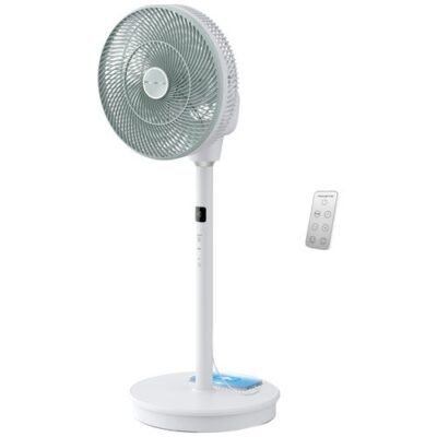 Ventilateur sur pied blanc avec télécommande