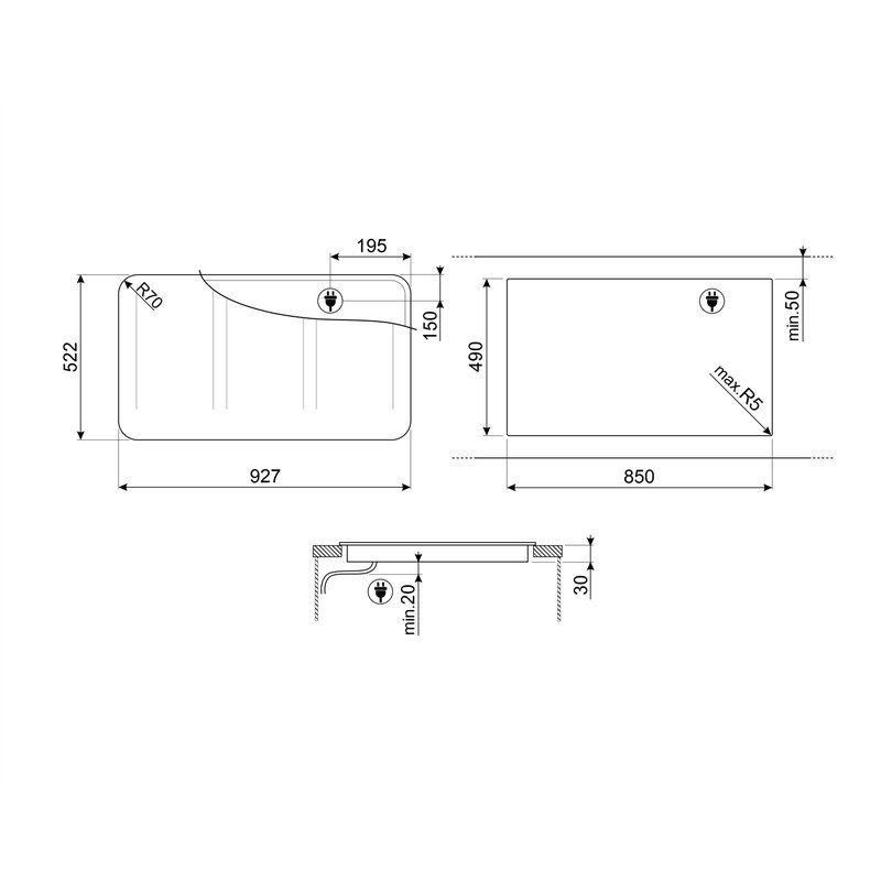 smeg sisl7964mb table de cuisson induction 90 cm multizone