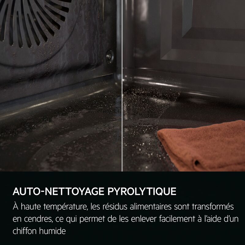 Four avec auto-nettoyage pyrolytique avant et après