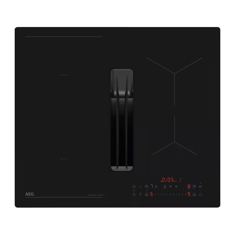 Plaque induction noire avec hotte intégrée centrale