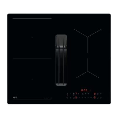 Plaque à induction noire avec hotte intégrée