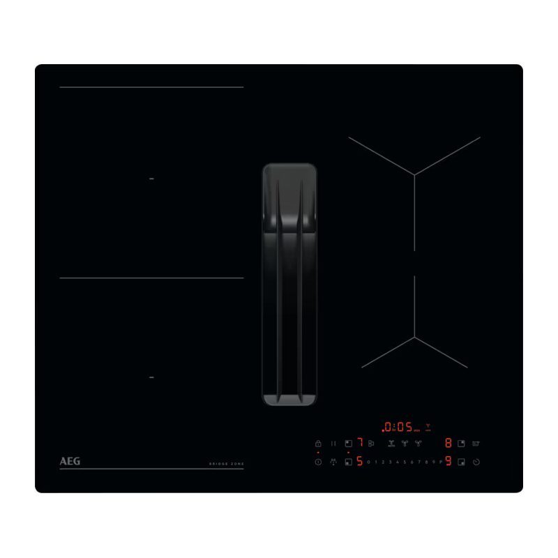 Plaque à induction noire avec hotte intégrée