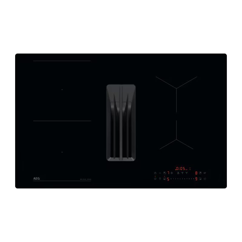 Plaque induction noire avec hotte intégrée centrale