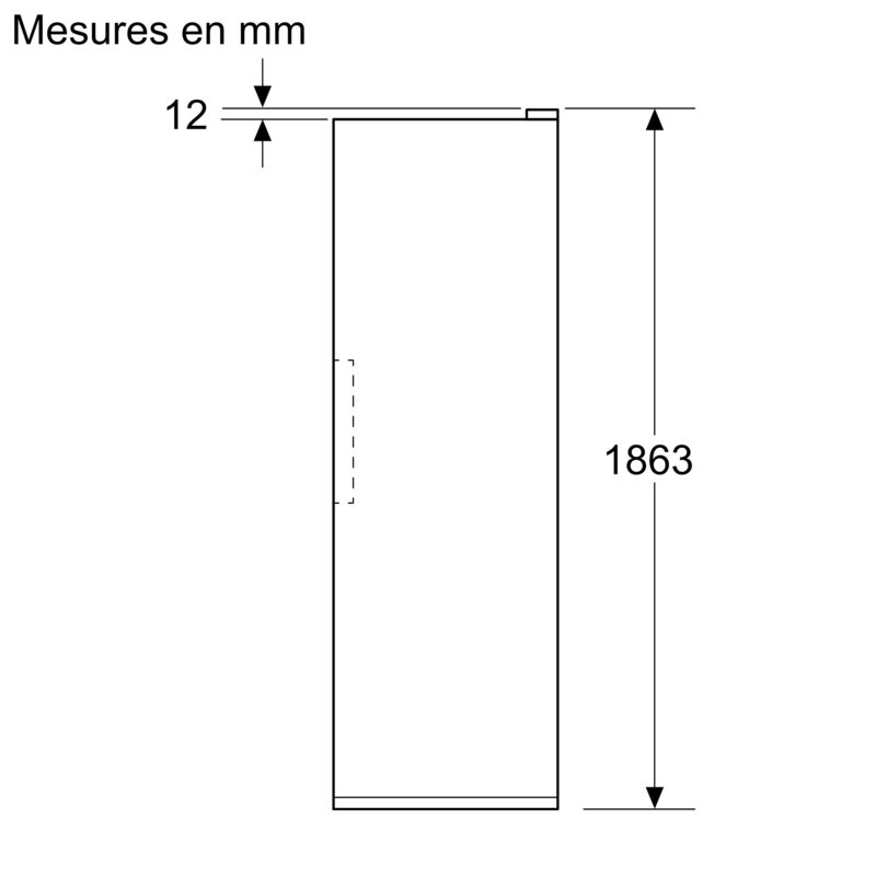 Schéma technique d’une porte hauteur 1863 mm