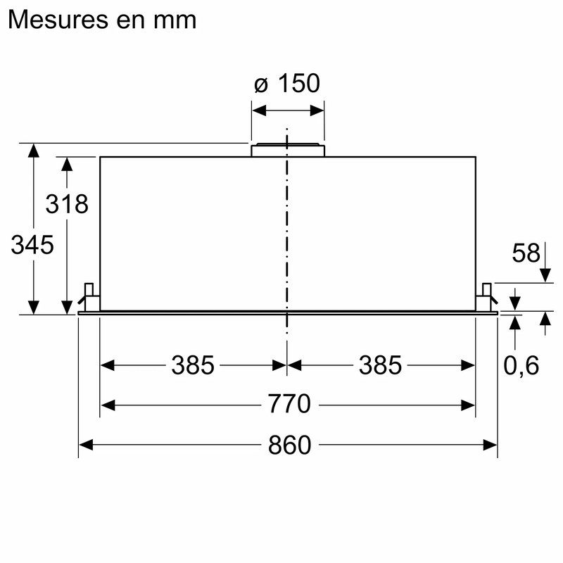 neff d86nac1s0b groupe filtrant 86 cm noir hotte encastrable performante
