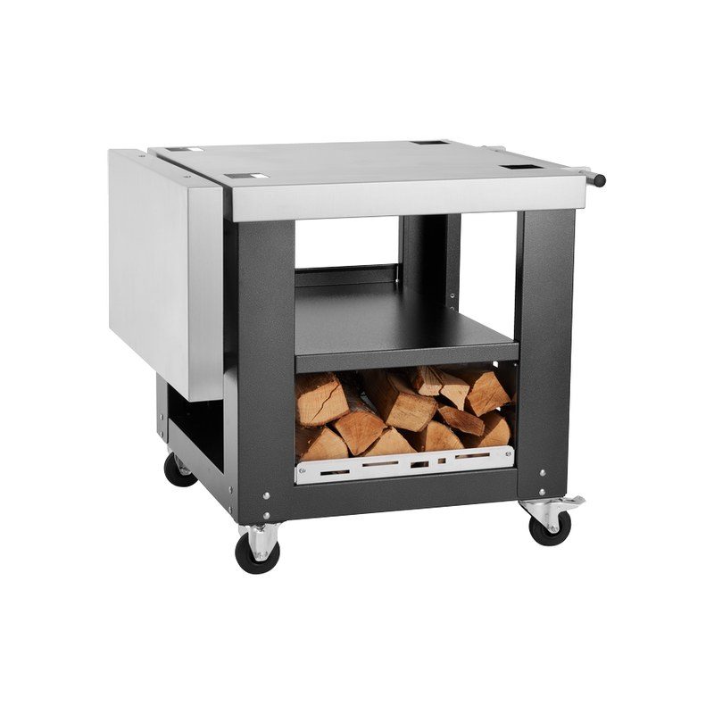 Chariot barbecue en métal avec rangement bois