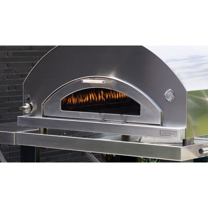 Four à pizza extérieur en inox avec flammes