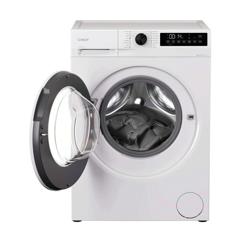 Machine à laver hublot ouverte avec linge