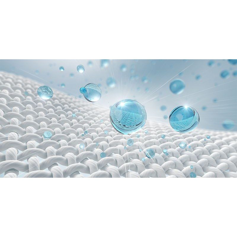 Gouttes d’eau sur fibres textiles blanches