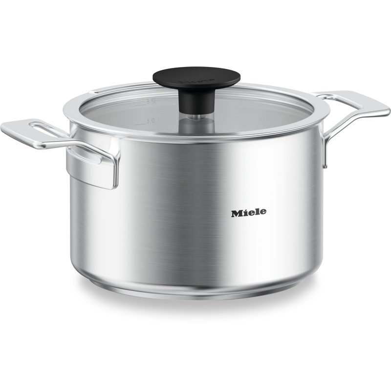 Casserole en inox avec couvercle en verre