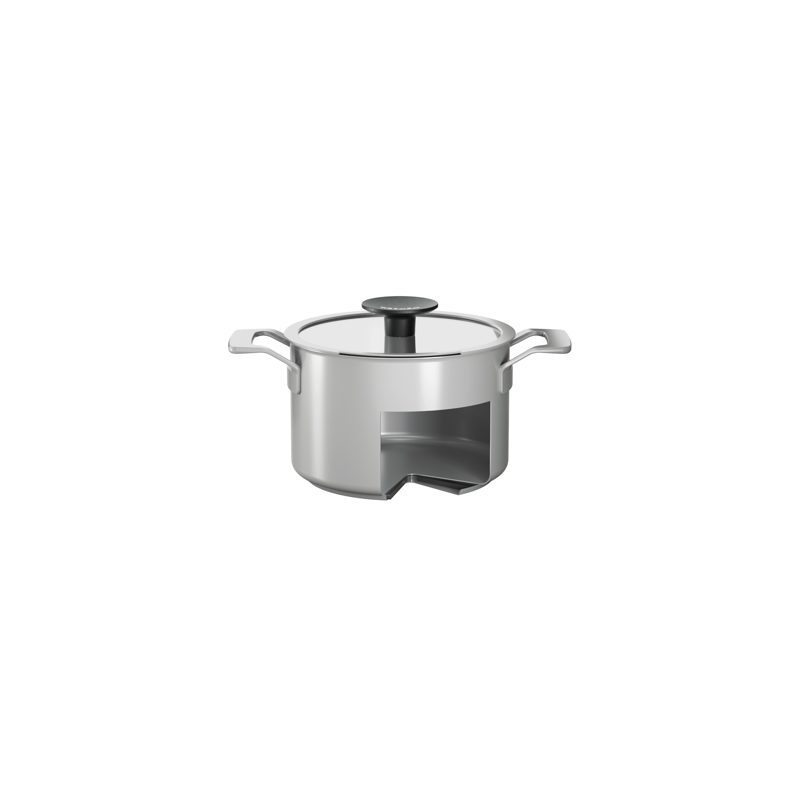 Casserole en acier inoxydable avec couvercle et découpe
