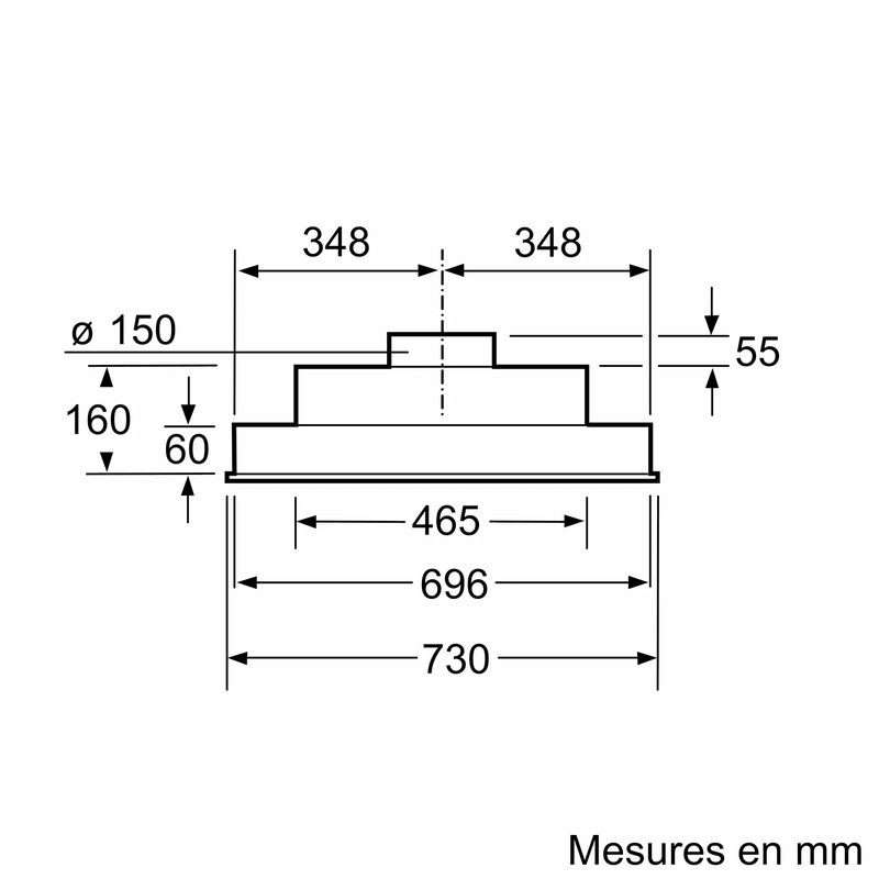 Schéma technique d’une pièce cylindrique cotée en mm