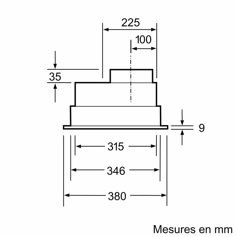 Schéma technique pièce mécanique avec cotes en mm