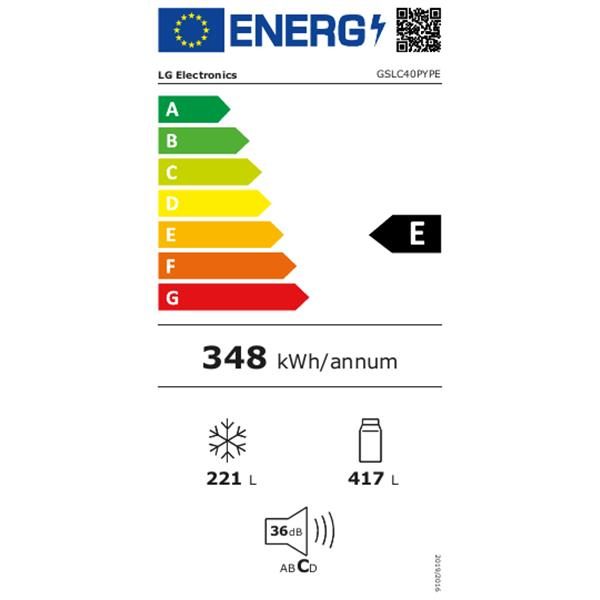 Étiquette énergie UE réfrigérateur LG classe E