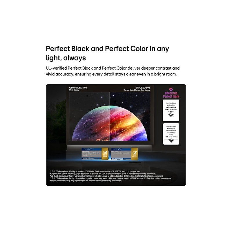 Comparaison téléviseur OLED noir et couleurs parfaites