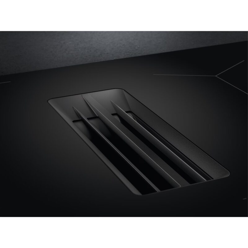 Plaque de cuisson noire avec hotte intégrée