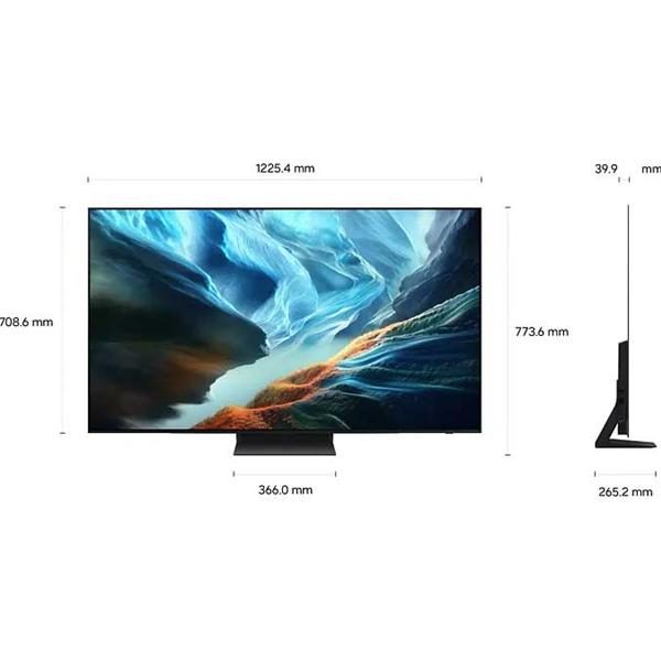 Écran large avec dimensions et vue de profil