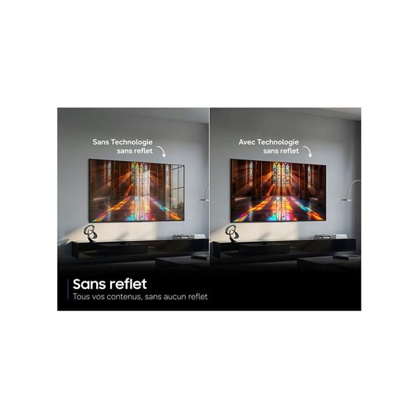 Comparaison téléviseur avec et sans technologie antireflet