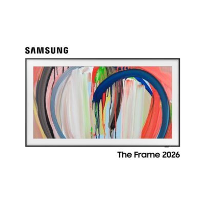 Téléviseur Samsung The Frame affichant art abstrait coloré