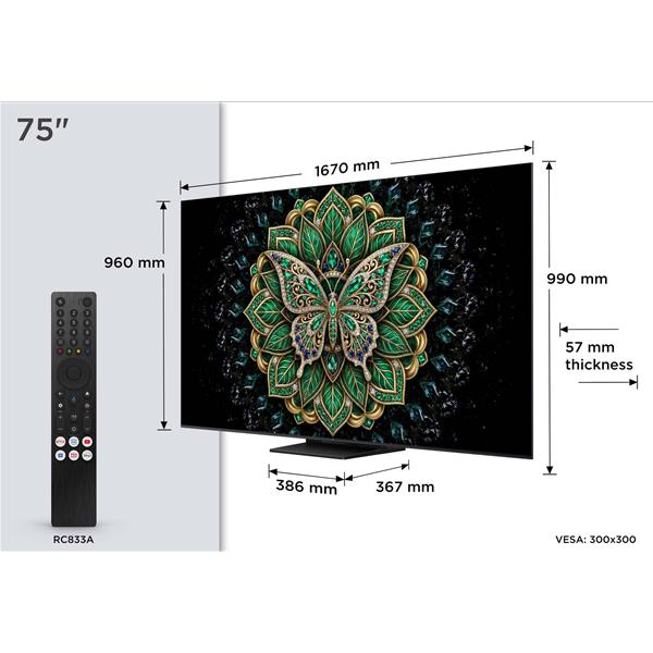 tcl 75c6kpro téléviseur 75 pouces qled 4k uhd