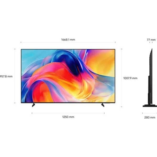 Téléviseur grand écran avec dimensions en millimètres